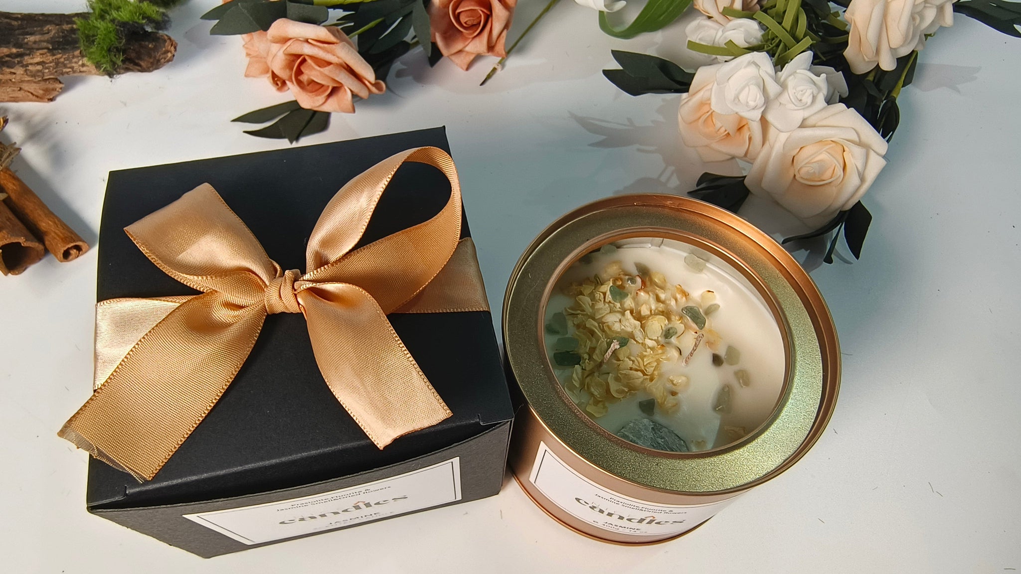 Nice Candles - Natural Essential Oils Candle with Healing Crystals