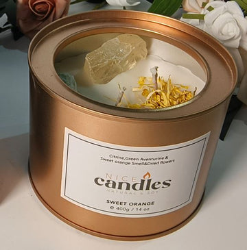 Nice Candles - Natural Essential Oils Candle with Healing Crystals